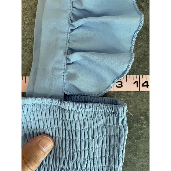 Smocked Sundress Womens Small Blue High Waisted Cottage Fairy Milkmaid - Picture 7 of 9